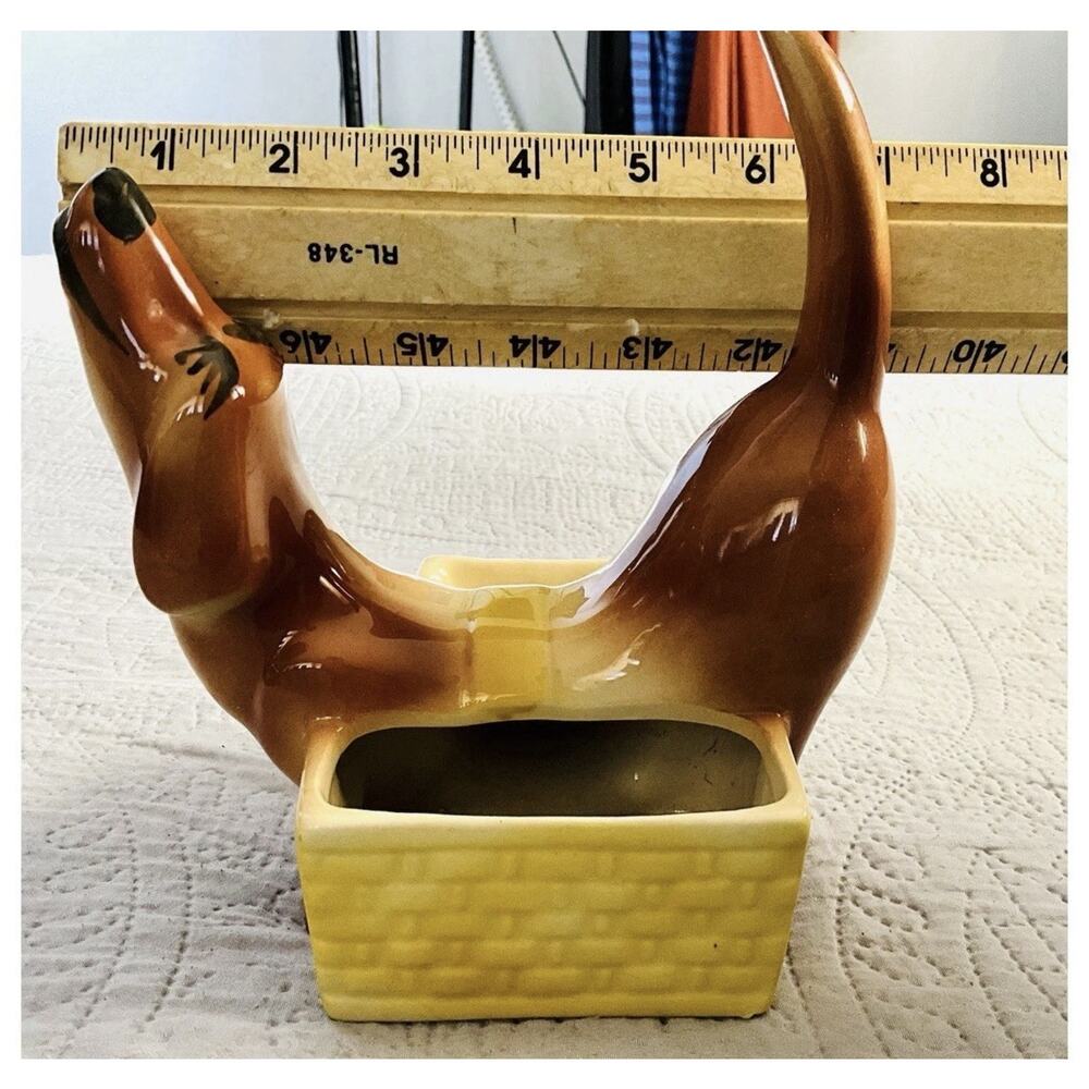 Vintage 1950 A.L. Hirsch Dachsund Dresser Caddy Planter MCM Midcentury Dog Valet - Picture 8 of 9